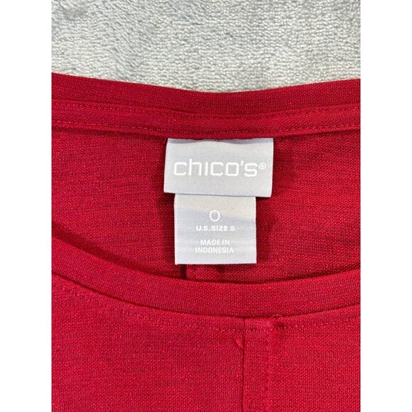 Chico’s Blouse Women's Small Wine Burgundy Mesh Hem Beaded Tunic - Picture 4 of 11